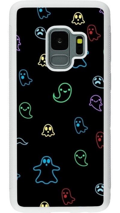 Samsung Galaxy S9 Case Hülle - Silikon weiss Halloween 2024 colorful ghosts