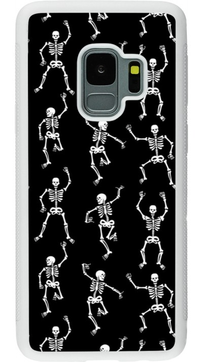 Samsung Galaxy S9 Case Hülle - Silikon weiss Halloween 2024 dancing skeleton