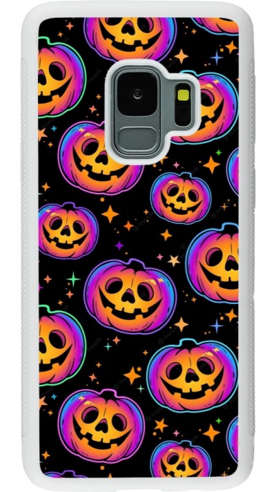 Samsung Galaxy S9 Case Hülle - Silikon weiss Halloween 2024 rainbow pumpkins