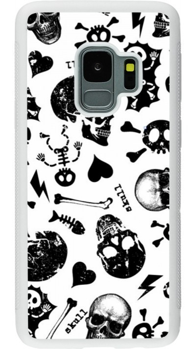 Samsung Galaxy S9 Case Hülle - Silikon weiss Halloween 2024 skeleton mix