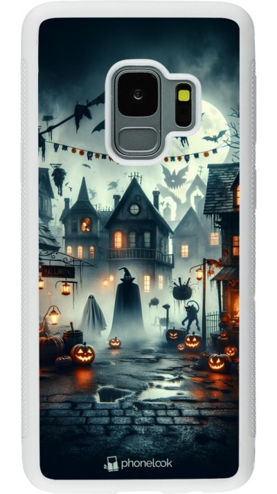 Samsung Galaxy S9 Case Hülle - Silikon weiss Halloween Spukstadt