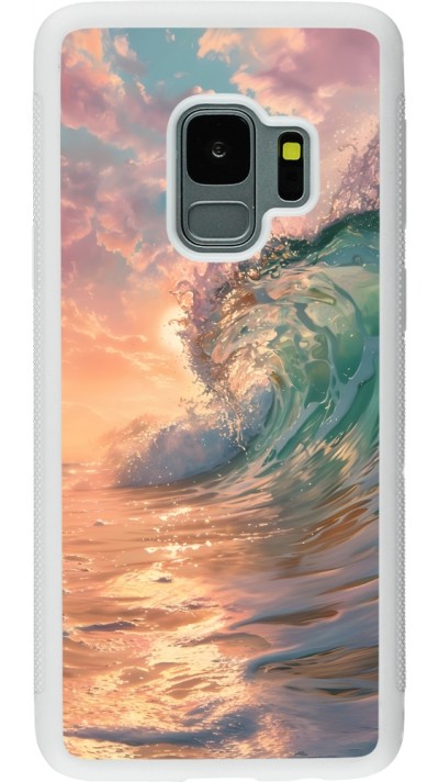 Samsung Galaxy S9 Case Hülle - Silikon weiss Wave Sunset