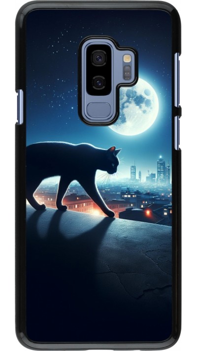 Samsung Galaxy S9+ Case Hülle - Schwarze Katze unter dem Vollmond