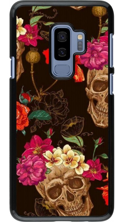 Hülle Samsung Galaxy S9+ - Skulls and flowers