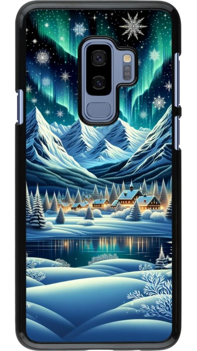 Samsung Galaxy S9+ Case Hülle - Verschneites Bergdorf am See in der Nacht