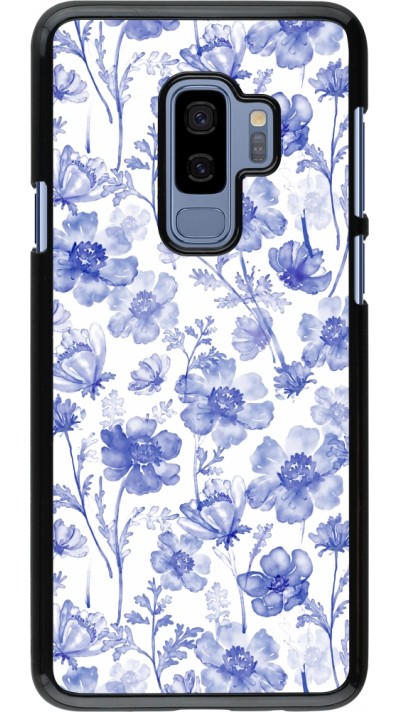 Samsung Galaxy S9+ Case Hülle - Spring 23 watercolor blue flowers