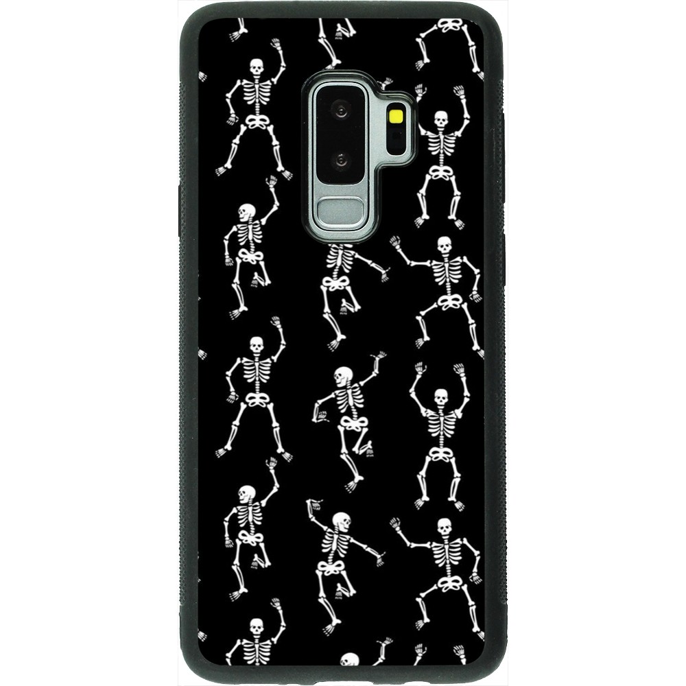 Samsung Galaxy S9+ Case Hülle - Silikon schwarz Halloween 2024 dancing skeleton