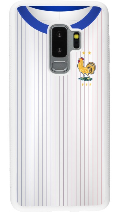 Coque Samsung Galaxy S9+ - Silicone rigide blanc Maillot de football France Extérieur personnalisable