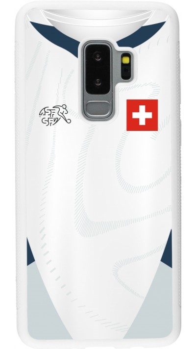 Coque Samsung Galaxy S9+ - Silicone rigide blanc Maillot de football Suisse Extérieur personnalisable