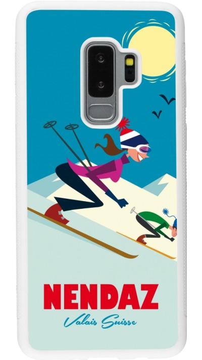 Coque Samsung Galaxy S9+ - Silicone rigide blanc Nendaz Ski Downhill