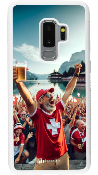 Coque Samsung Galaxy S9+ - Silicone rigide blanc Victoire suisse fan zone Euro 2024