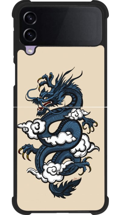 Samsung Galaxy Z Flip3 5G Case Hülle - Silikon schwarz Blue Dragon Tattoo