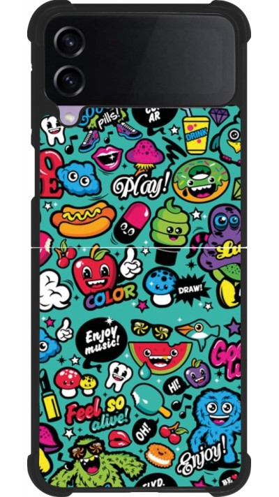 Samsung Galaxy Z Flip3 5G Case Hülle - Silikon schwarz Cartoons old school