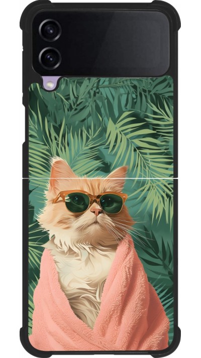 Samsung Galaxy Z Flip3 5G Case Hülle - Silikon schwarz Cat Summer Palms