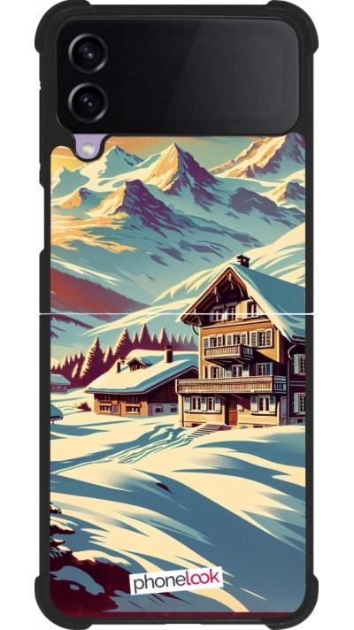 Samsung Galaxy Z Flip3 5G Case Hülle - Silikon schwarz Chalet Berg verschneit