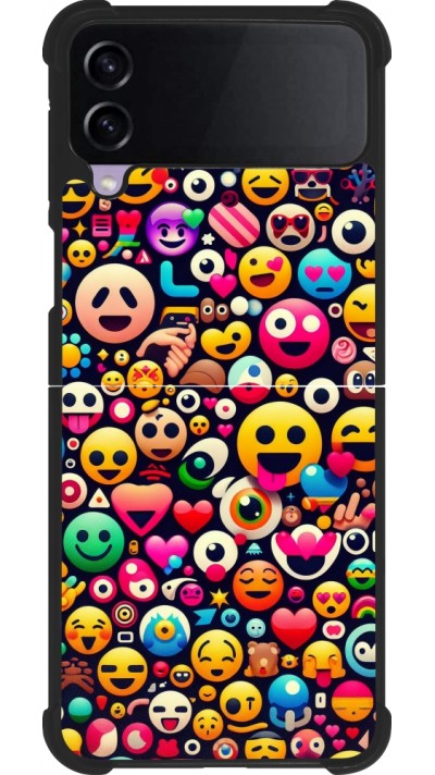 Samsung Galaxy Z Flip3 5G Case Hülle - Silikon schwarz Emoji Mix Farbe