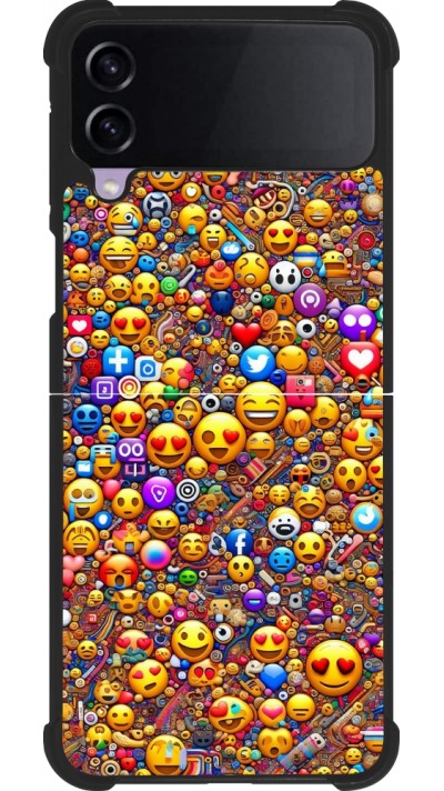 Samsung Galaxy Z Flip3 5G Case Hülle - Silikon schwarz Emoji gemischt