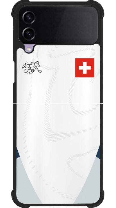 Coque Samsung Galaxy Z Flip3 5G - Silicone rigide noir Maillot de football Suisse Extérieur personnalisable