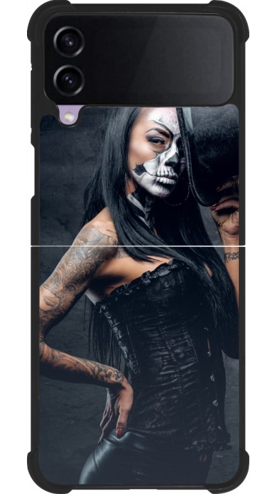 Samsung Galaxy Z Flip3 5G Case Hülle - Silikon schwarz Halloween 22 Tattooed Girl