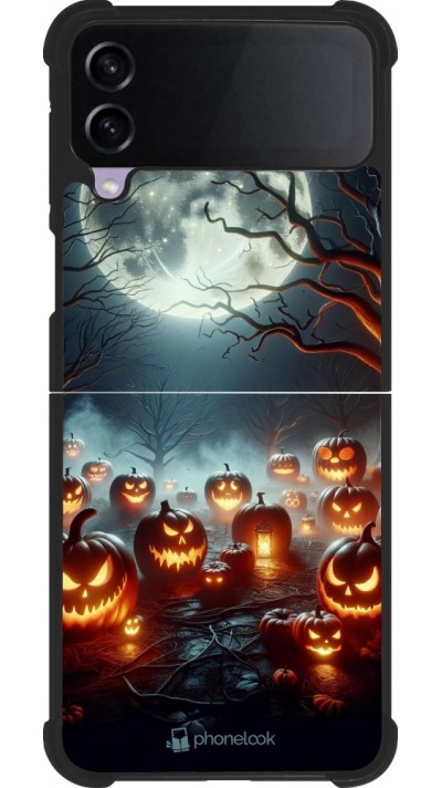 Samsung Galaxy Z Flip3 5G Case Hülle - Silikon schwarz Halloween 2024 Viele Kuerbisse