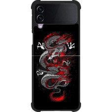 Samsung Galaxy Z Flip3 5G Case Hülle - Silikon schwarz Japanese style Dragon Tattoo Red Black