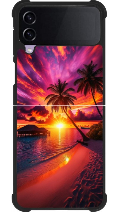 Samsung Galaxy Z Flip3 5G Case Hülle - Silikon schwarz Malediven Abenddämmerung Glückseligkeit