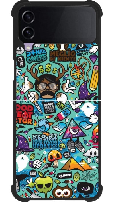 Samsung Galaxy Z Flip3 5G Case Hülle - Silikon schwarz Mixed Cartoons Turquoise