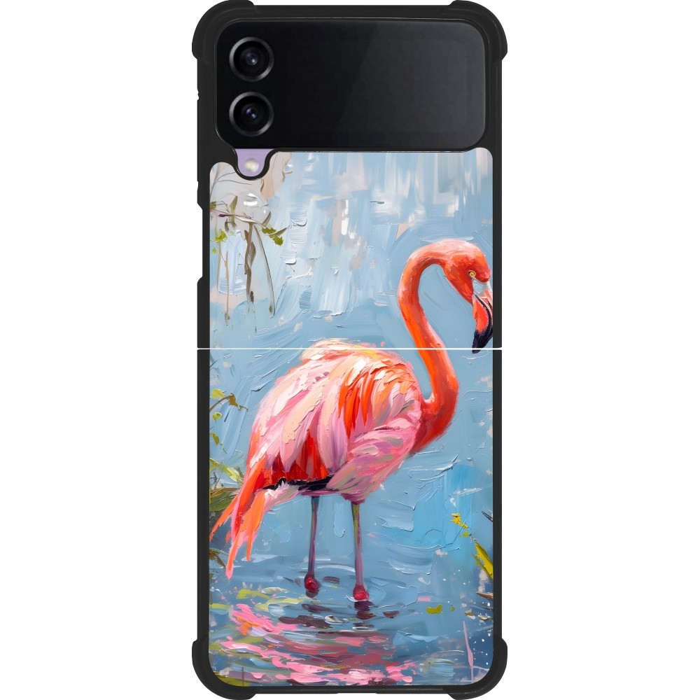 Samsung Galaxy Z Flip3 5G Case Hülle - Silikon schwarz Paint Flamingo