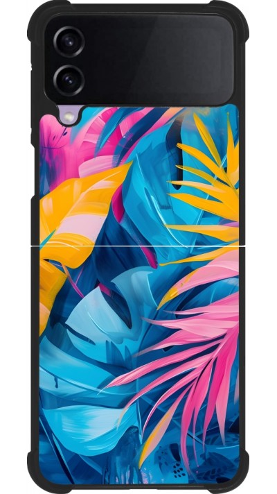 Coque Samsung Galaxy Z Flip3 5G - Silicone rigide noir Palms Blue