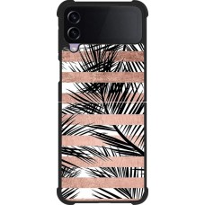 Samsung Galaxy Z Flip3 5G Case Hülle - Silikon schwarz Palm trees gold stripes