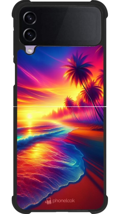 Samsung Galaxy Z Flip3 5G Case Hülle - Silikon schwarz Strand Sonnenuntergang auffällig