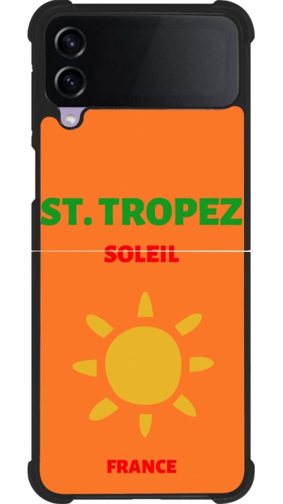 Coque Samsung Galaxy Z Flip3 5G - Silicone rigide noir Pop Summer Destination St-Tropez