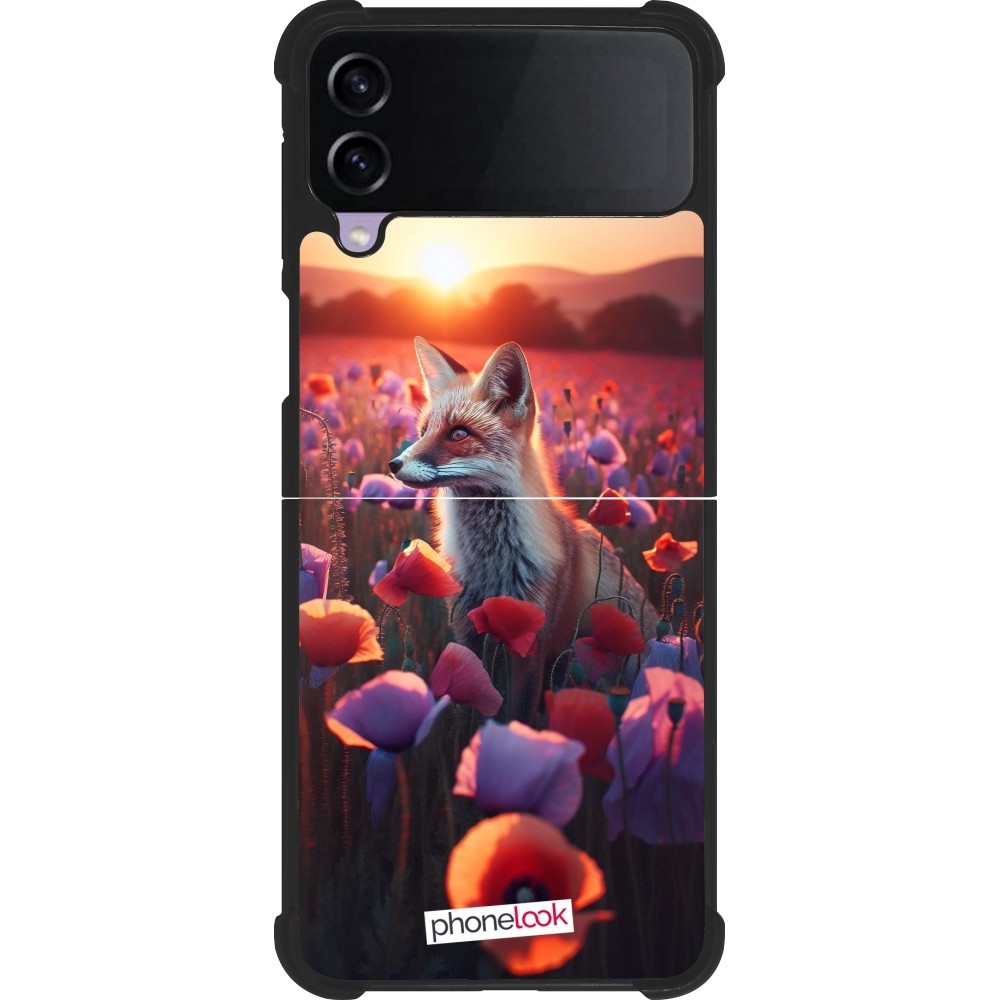 Samsung Galaxy Z Flip3 5G Case Hülle - Silikon schwarz Purpurroter Fuchs bei Dammerung