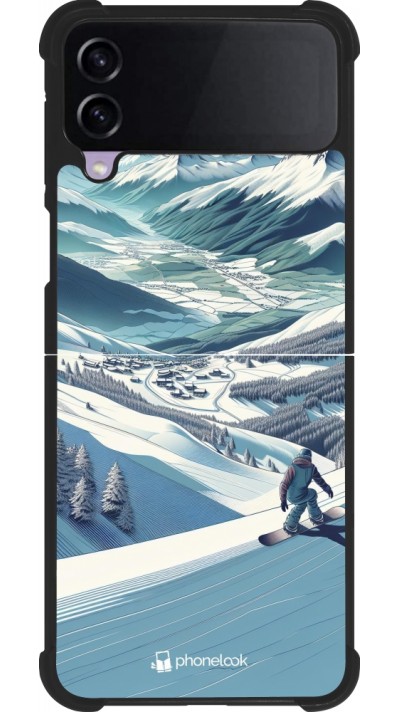 Samsung Galaxy Z Flip3 5G Case Hülle - Silikon schwarz Snowboarder Berg