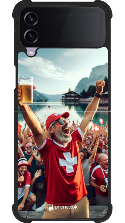 Coque Samsung Galaxy Z Flip3 5G - Silicone rigide noir Victoire suisse fan zone Euro 2024