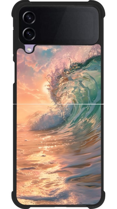 Coque Samsung Galaxy Z Flip3 5G - Silicone rigide noir Wave Sunset