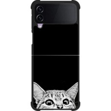 Samsung Galaxy Z Flip4 Case Hülle - Silikon schwarz Cat Looking Up Black