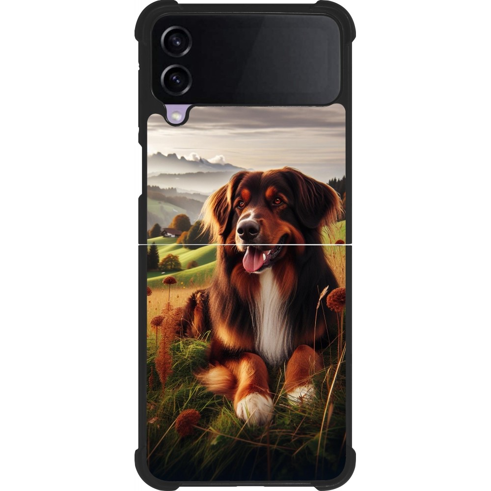 Samsung Galaxy Z Flip4 Case Hülle - Silikon schwarz Hund Land Schweiz