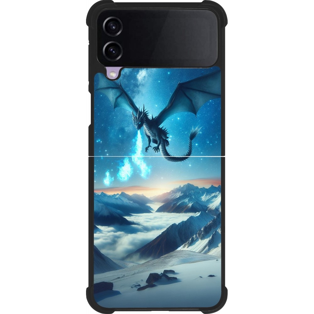 Samsung Galaxy Z Flip4 Case Hülle - Silikon schwarz Drache nächtliche Berg