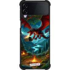 Samsung Galaxy Z Flip4 Case Hülle - Silikon schwarz Drache Fliegend Wald Schatz