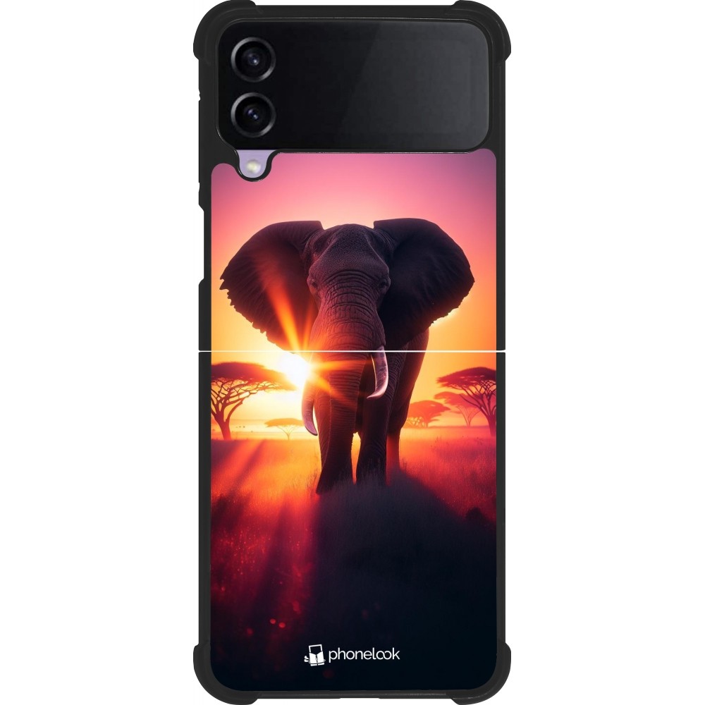 Samsung Galaxy Z Flip4 Case Hülle - Silikon schwarz Elefant Sonnenaufgang Schönheit