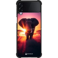 Samsung Galaxy Z Flip4 Case Hülle - Silikon schwarz Elefant Sonnenaufgang Schönheit