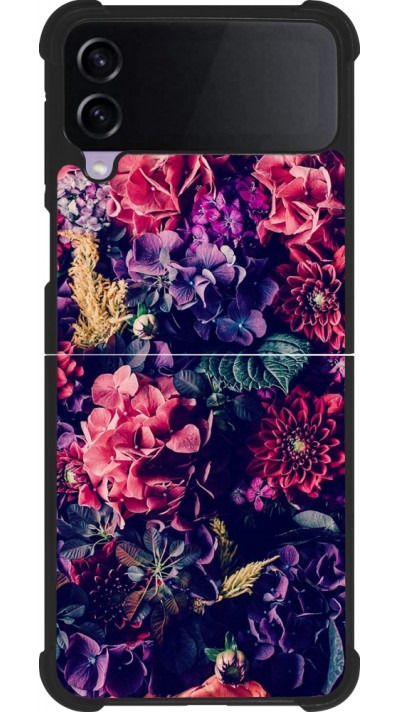 Samsung Galaxy Z Flip4 Case Hülle - Silikon schwarz Flowers Dark