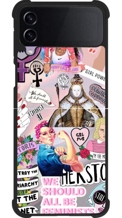 Samsung Galaxy Z Flip4 Case Hülle - Silikon schwarz Girl Power Collage