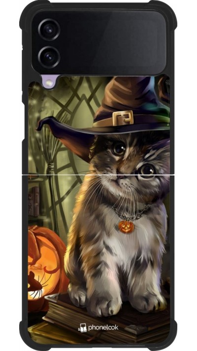 Samsung Galaxy Z Flip4 Case Hülle - Silikon schwarz Halloween 21 Witch cat