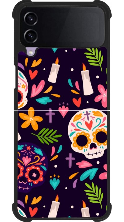 Samsung Galaxy Z Flip4 Case Hülle - Silikon schwarz Halloween 2023 mexican style