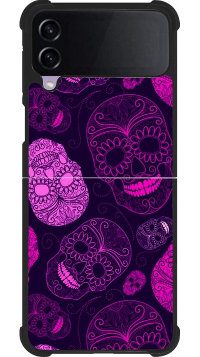 Samsung Galaxy Z Flip4 Case Hülle - Silikon schwarz Halloween 2023 pink skulls