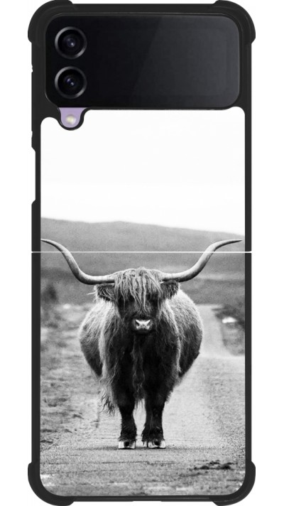 Samsung Galaxy Z Flip4 Case Hülle - Silikon schwarz Highland cattle