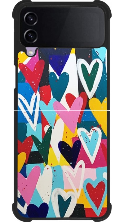 Samsung Galaxy Z Flip4 Case Hülle - Silikon schwarz Joyful Hearts