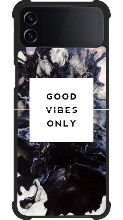 Samsung Galaxy Z Flip4 Case Hülle - Silikon schwarz Marble Good Vibes Only